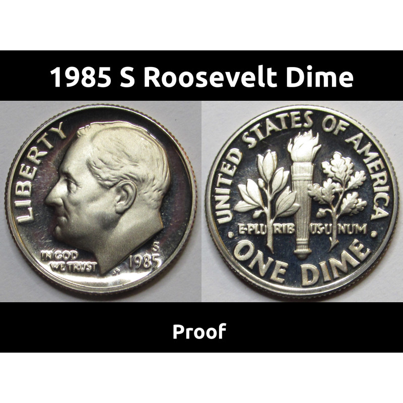 1985 S Roosevelt Dime - Proof - flashy American proof dime coin