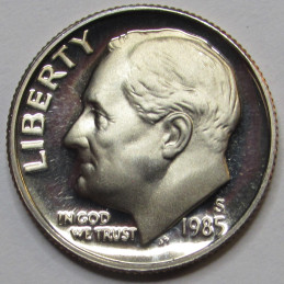 1985 S Roosevelt Dime - Proof - flashy American proof dime coin