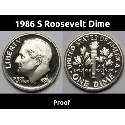 1986 S Roosevelt Dime - Proof - attractive vintage American proof coin