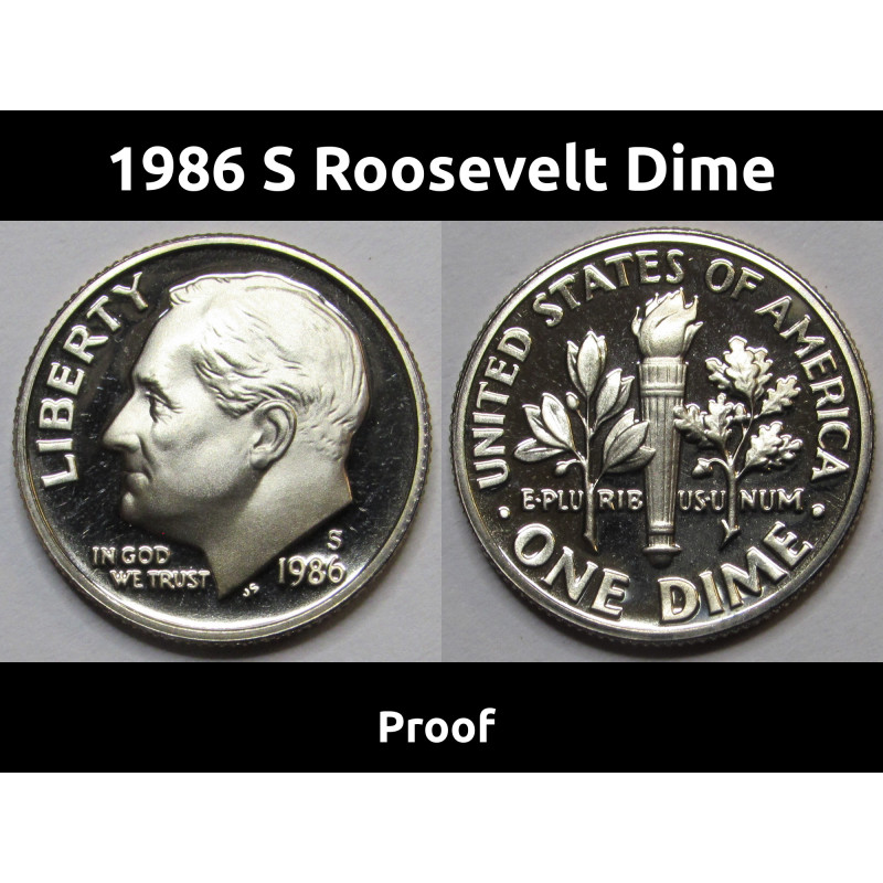 1986 S Roosevelt Dime - Proof - attractive vintage American proof coin