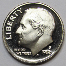 1986 S Roosevelt Dime - Proof - attractive vintage American proof coin