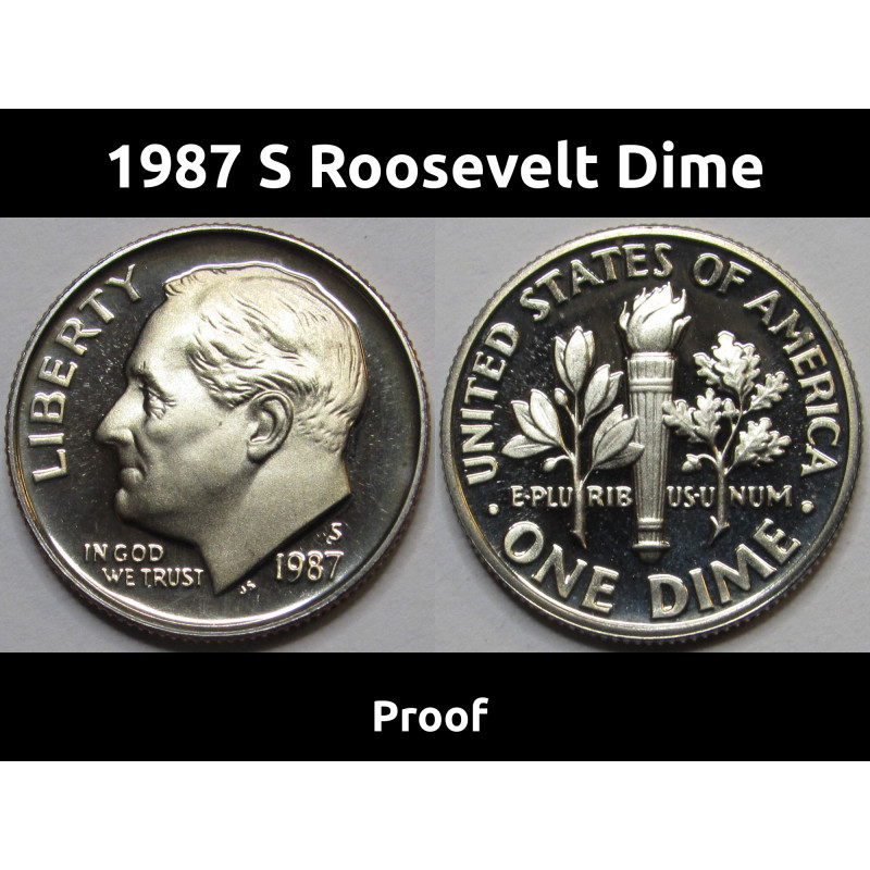 1987 S Roosevelt Dime - Proof - attractive American vintage proof dime