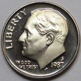 1987 S Roosevelt Dime - Proof - attractive American vintage proof dime