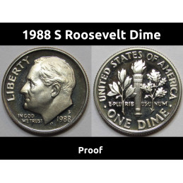 1988 S Roosevelt Dime - Proof - vintage American proof dime coin