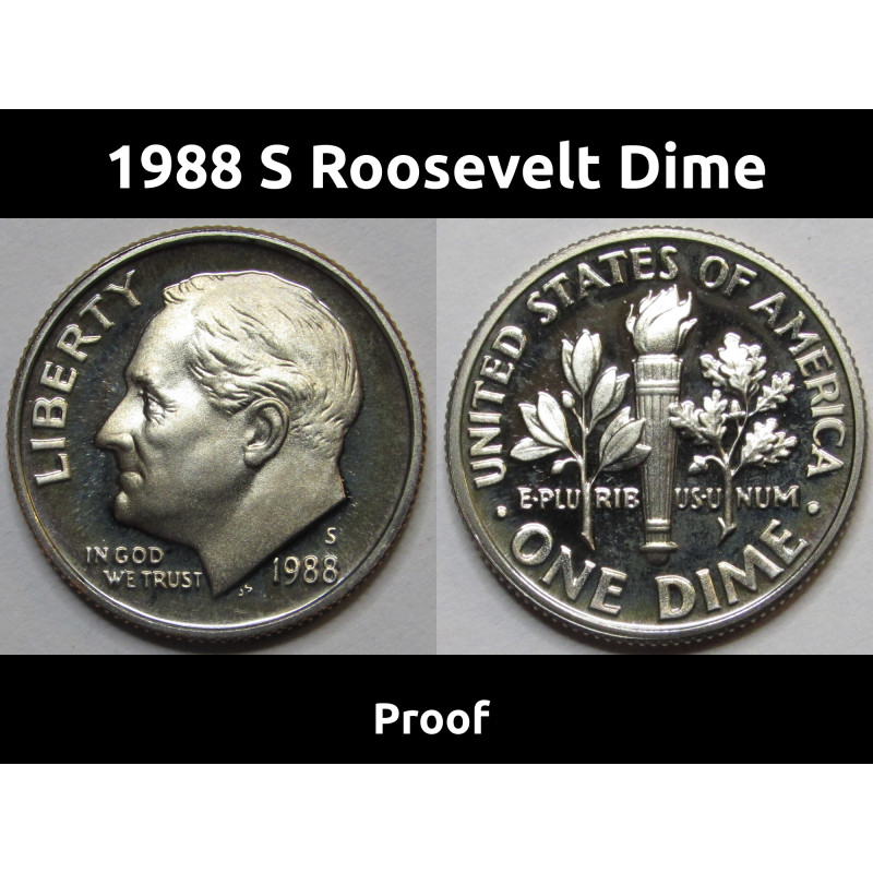 1988 S Roosevelt Dime - Proof - vintage American proof dime coin