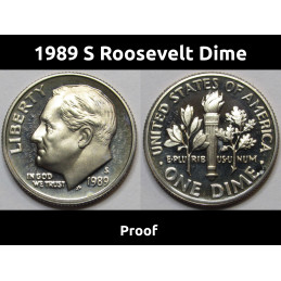 1989 S Roosevelt Dime - Proof - vintage San Francisco mintmark American dime