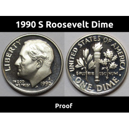 1990 S Roosevelt Dime - Proof - vintage San Francisco mintmark proof dime