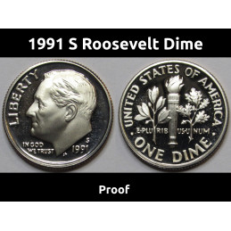 1991 S Roosevelt Dime - Proof - vintage American proof dime with cameo