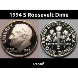 1994 S Roosevelt Dime - attractive vintage American proof coin