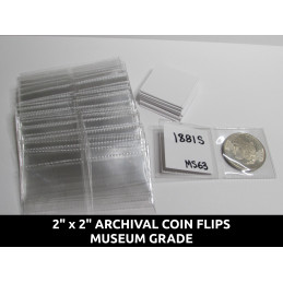 Archival 2" mylar plastic coin flips for storage - choose quantity 25 / 50 / 100