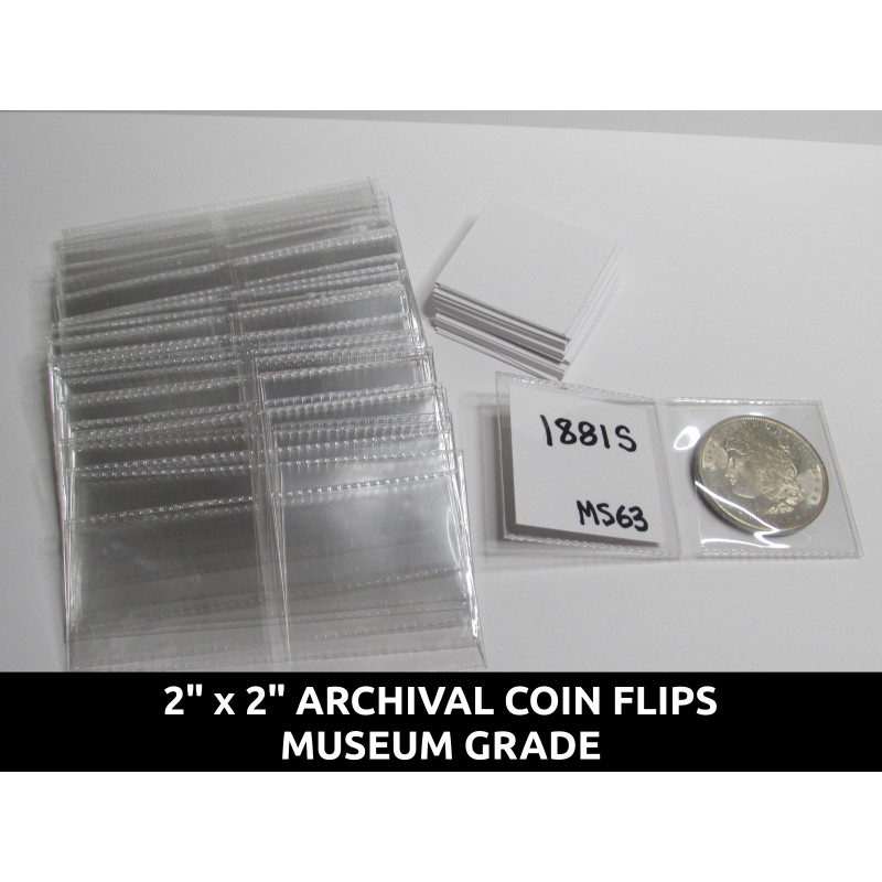Archival 2" mylar plastic coin flips for storage choose quantity 25