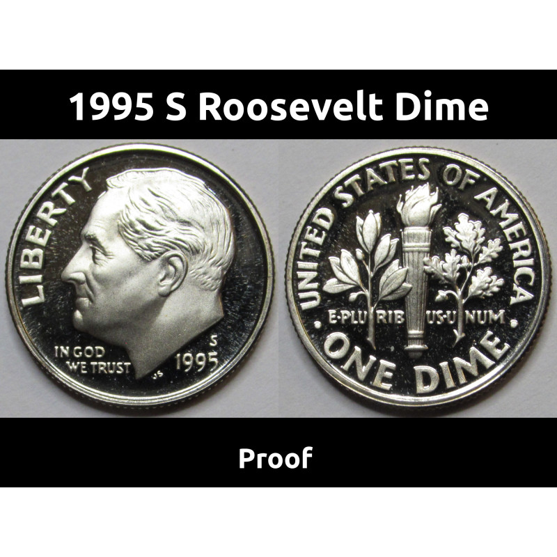 1995 S Roosevelt Dime - Proof - vintage American proof dime