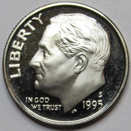 1995 S Roosevelt Dime - Proof - vintage American proof dime