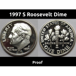 1997 S Roosevelt Dime - Proof - vintage flashy American dime coin