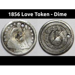 1856 Love Token - engraved Seated Liberty Dime - "G" initials 