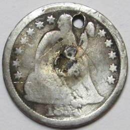 1856 Love Token - engraved Seated Liberty Dime - "G" initials 