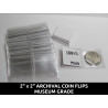 Archival 2" mylar plastic coin flips for storage - choose quantity 25 / 50 / 100 / 200 / 500