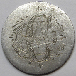 1875 Love Token - engraved Seated Liberty Dime - "ECA" initials