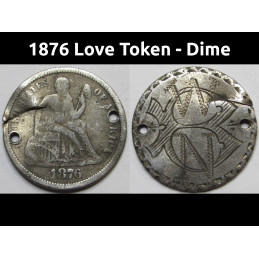1876 Love Token - engraved Seated Liberty Dime - "WN" initials