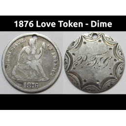 1876 Love Token - engraved Seated Liberty Dime - "PFG" initials