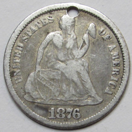 1876 Love Token - engraved Seated Liberty Dime - "PFG" initials