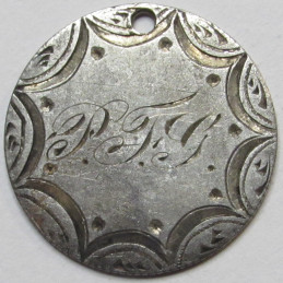 1876 Love Token - engraved Seated Liberty Dime - "PFG" initials