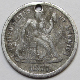 1877 Love Token - engraved Seated Liberty Dime - "HBJ" initials