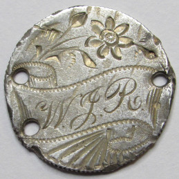 1892 Love Token - engraved Barber Dime - initials "W.L.R"