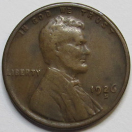 1926 S Lincoln Wheat Cent - semi-key date San Francisco mintmark American wheat penny