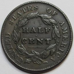 1828 Classic Head Half Cent - 13 Stars - higher grade antique American type coin