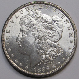 1886 Morgan Dollar - uncirculated antique Old West era silver dollar 