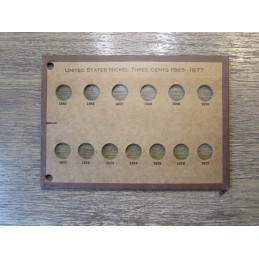 Wayte Raymond board for Nickel Three Cent Pieces - 1865-1877