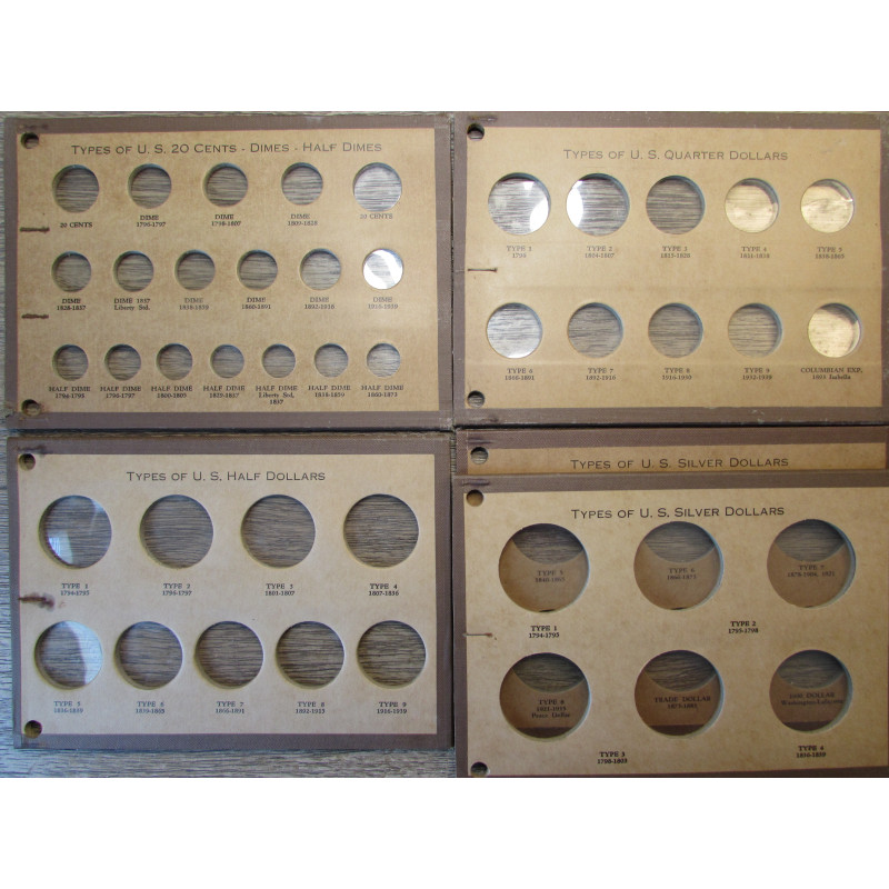 Set of 5 Meghrig boards for US type set coins - 1794-1939