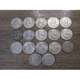 Lot of 17 Franklin Half Dollars - 1949-1963 - all different dates and mintmarks
