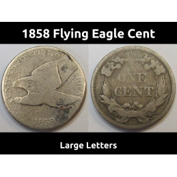 1858 Flying Eagle Cent - Large Letters - antique pre Civil War era American penny coin
