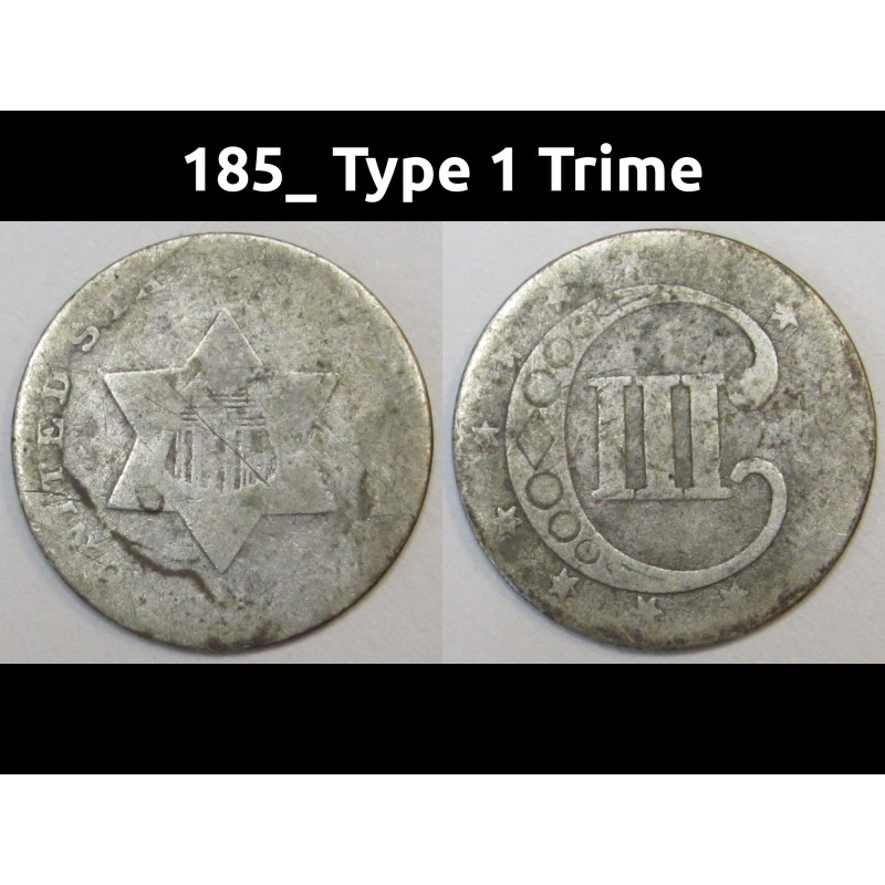 Dateless Silver Three Cent Trime - Type 1 design