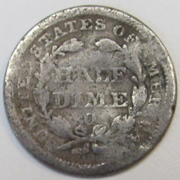 1858 O Seated Liberty Half Dime - early pre-Civil War silver American five cent coin