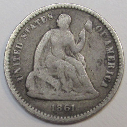 1861 Seated Liberty Half Dime - Civil War era American five cent coin