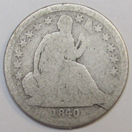 1840 Seated Liberty Dime - No Drapery - antique American silver coin