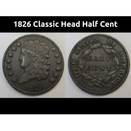 1826 Classic Head Half Cent - high grade early American beautiful half cent
