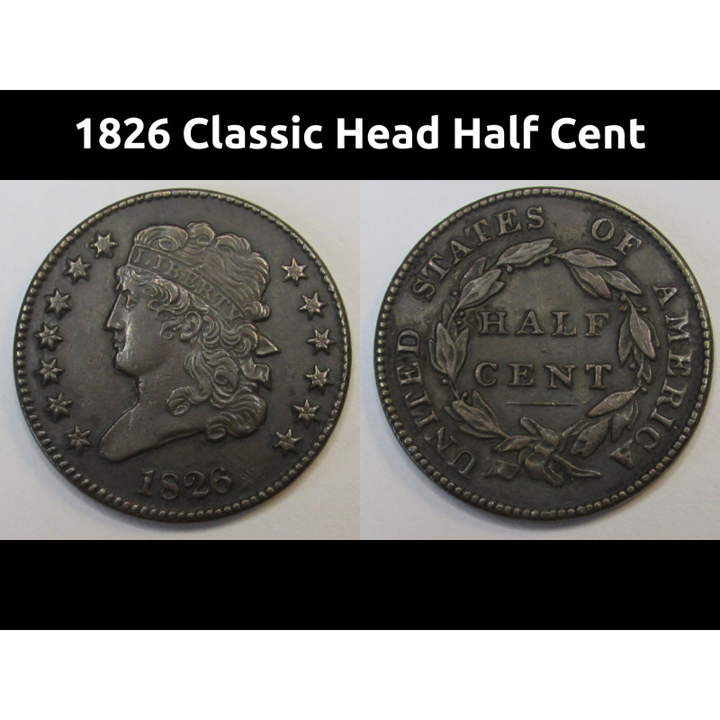 1826 Classic Head Half Cent - high grade early American beautiful half cent