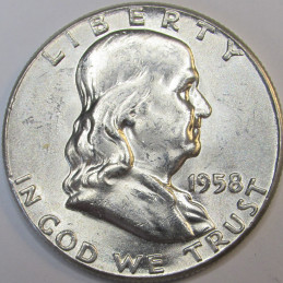 1958 Franklin Half Dollar - uncirculated high grade American silver half