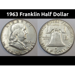 1963 Franklin Half Dollar - vintage final year of issue American silver half