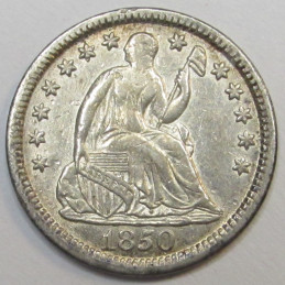 1850 Seated Liberty Half Dime - antique higher grade pre Civil War silver five cent coin