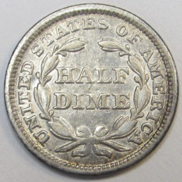 1850 Seated Liberty Half Dime - antique higher grade pre Civil War silver five cent coin