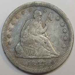 1843 O Seated Liberty Quarter - antique scarce date American silver quarter