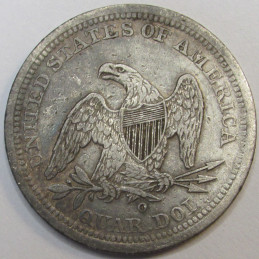 1843 O Seated Liberty Quarter - antique scarce date American silver quarter