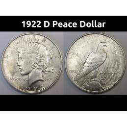1922 D Peace Dollar - second year of issue Denver mintmark American silver dollar