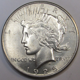 1925 Peace Dollar - uncirculated American silver dollar coin