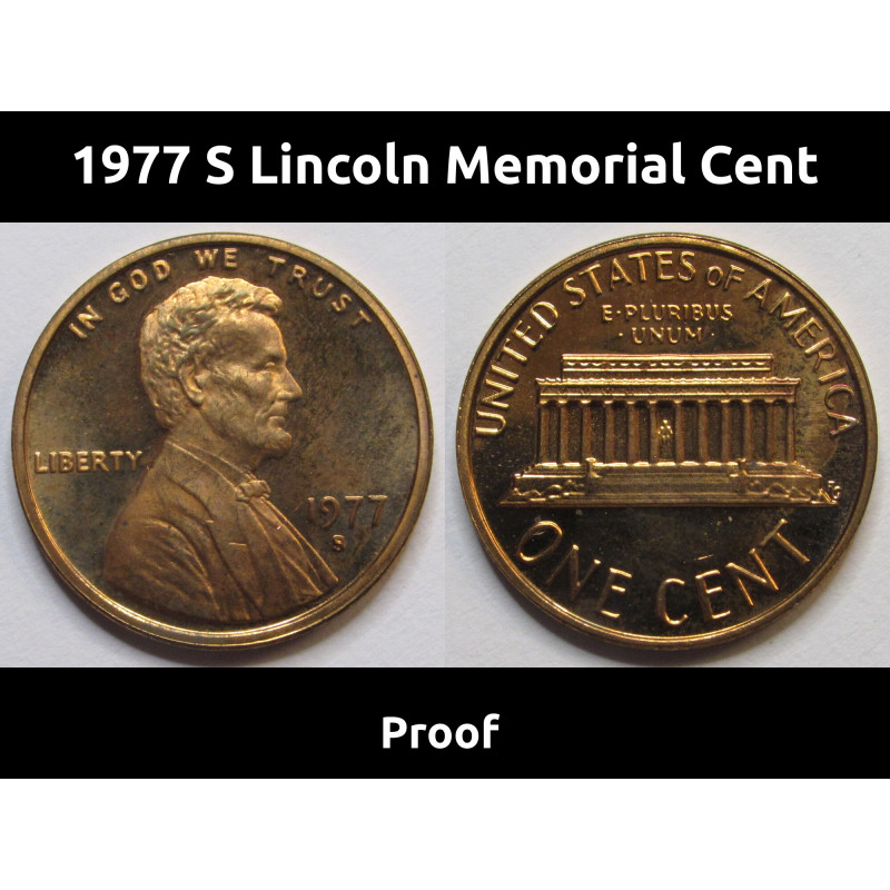1977 S Lincoln Memorial Cent - vintage S mintmark American coin